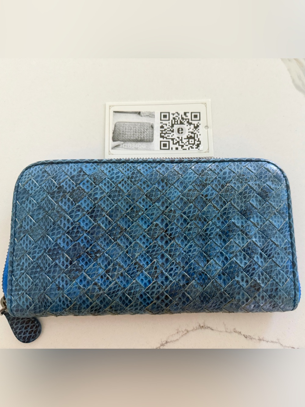 Bottega Veneta Long Wallet Python Blue